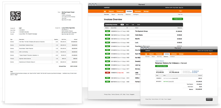 harvest invoicing