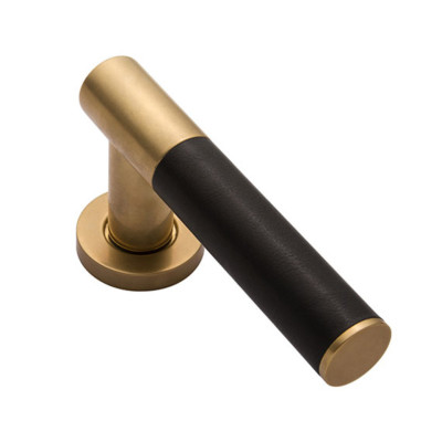 Bronze brass gold black leather door hardware